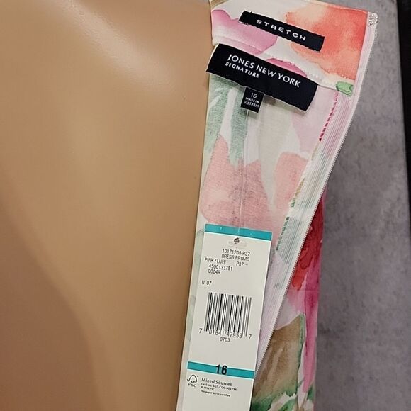 BRAND NEW JONES NEW YORK FLORAL TROPICAL SLEEVELESS ROUNDNECK LINE DRESS - Picture 7 of 14